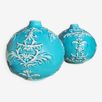 Set of two glazed ceramic vases