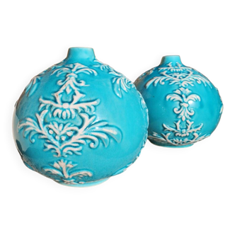 Set of two glazed ceramic vases
