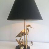 Brass lamp depicting a heron