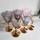 Ensemble de 6 verres à vin à tige en or irisé arlequin du milieu du siècle