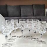 Set of 7 wine glasses. Peill & Putzler. Granada model. Crystal.