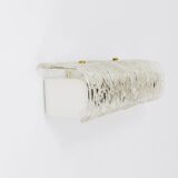 Wall-mounted mirror sconce by J.T. Kalmar, brass and textured glass, Austria, 1950s.