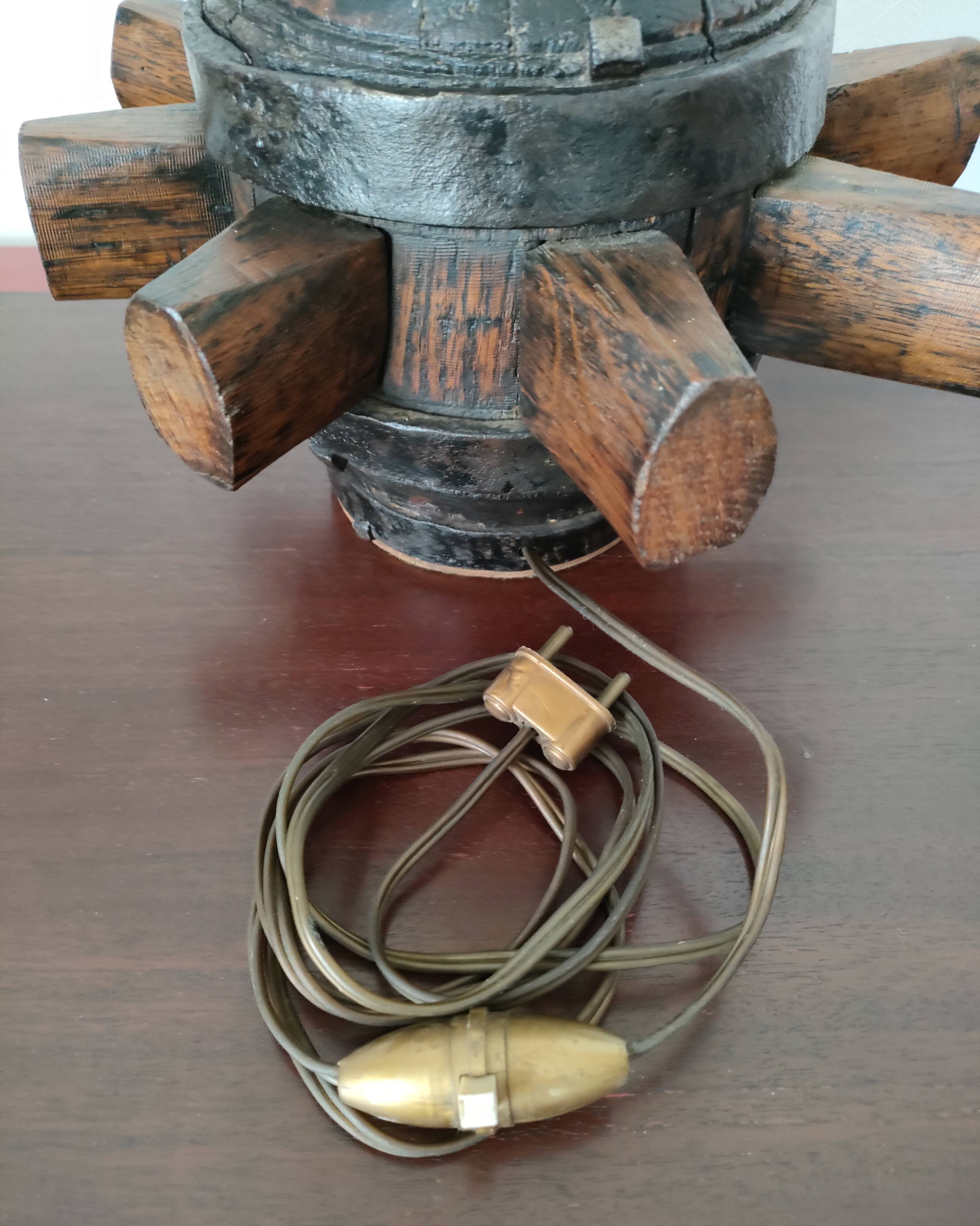Old wheel hub lamp ~ brutalist art ~ 50's ~ france