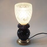 Aubergine crystal art deco lamp