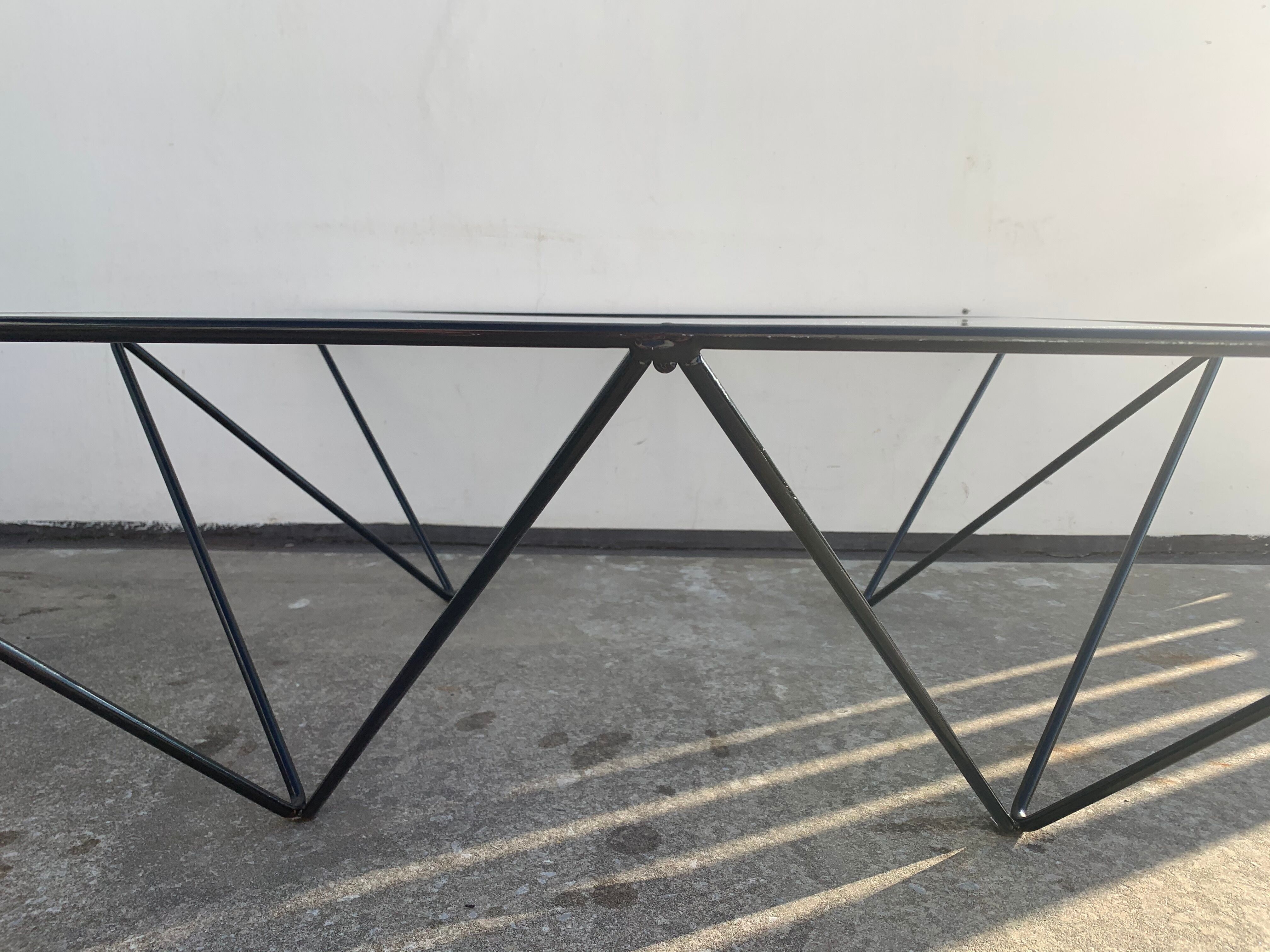 Square coffee table in black tubular steel, 1980