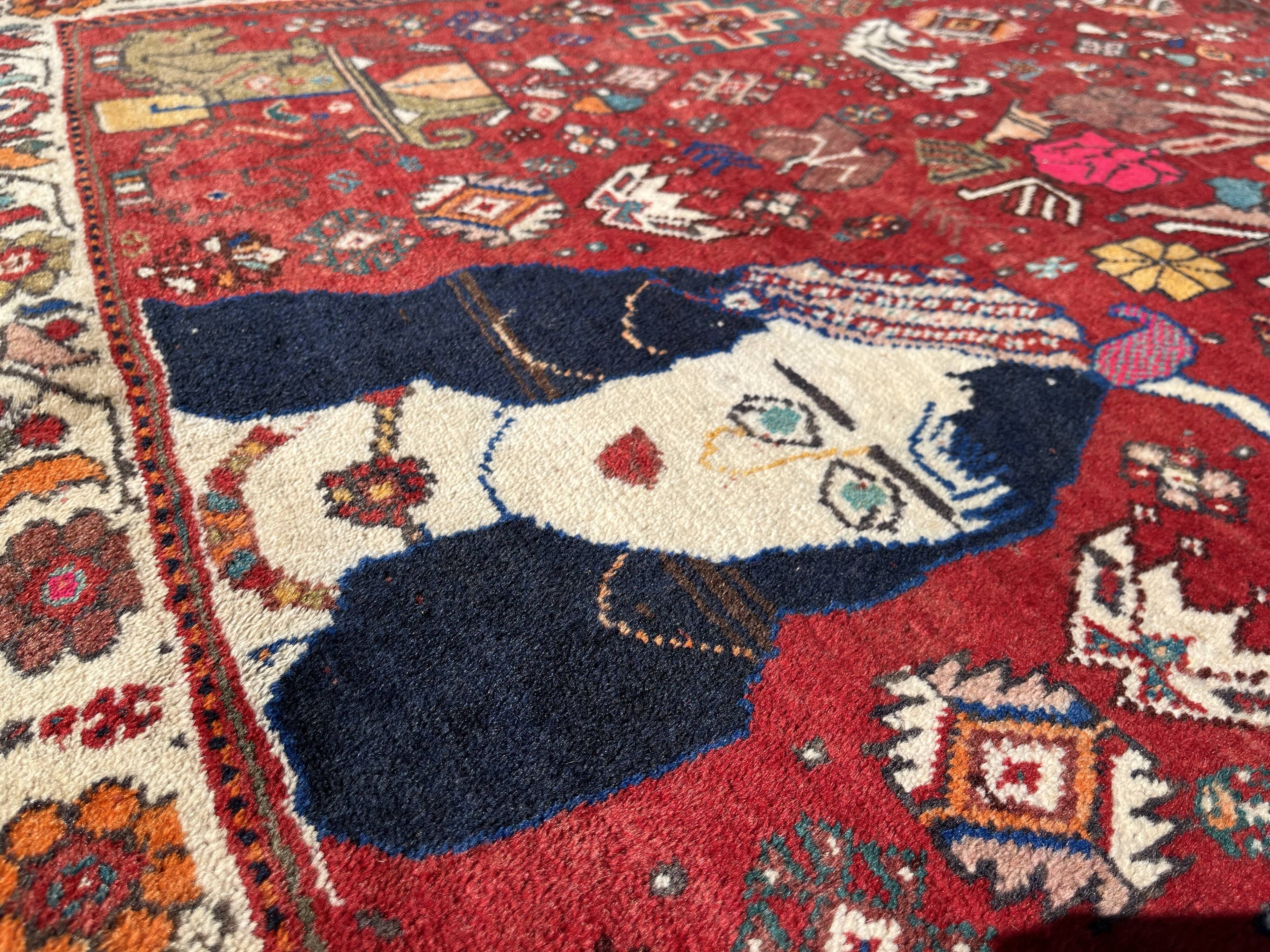 Gashgai nomadic / figurative carpet circa 1920