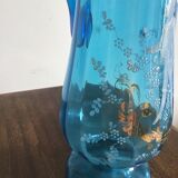 Blue glass pitcher
