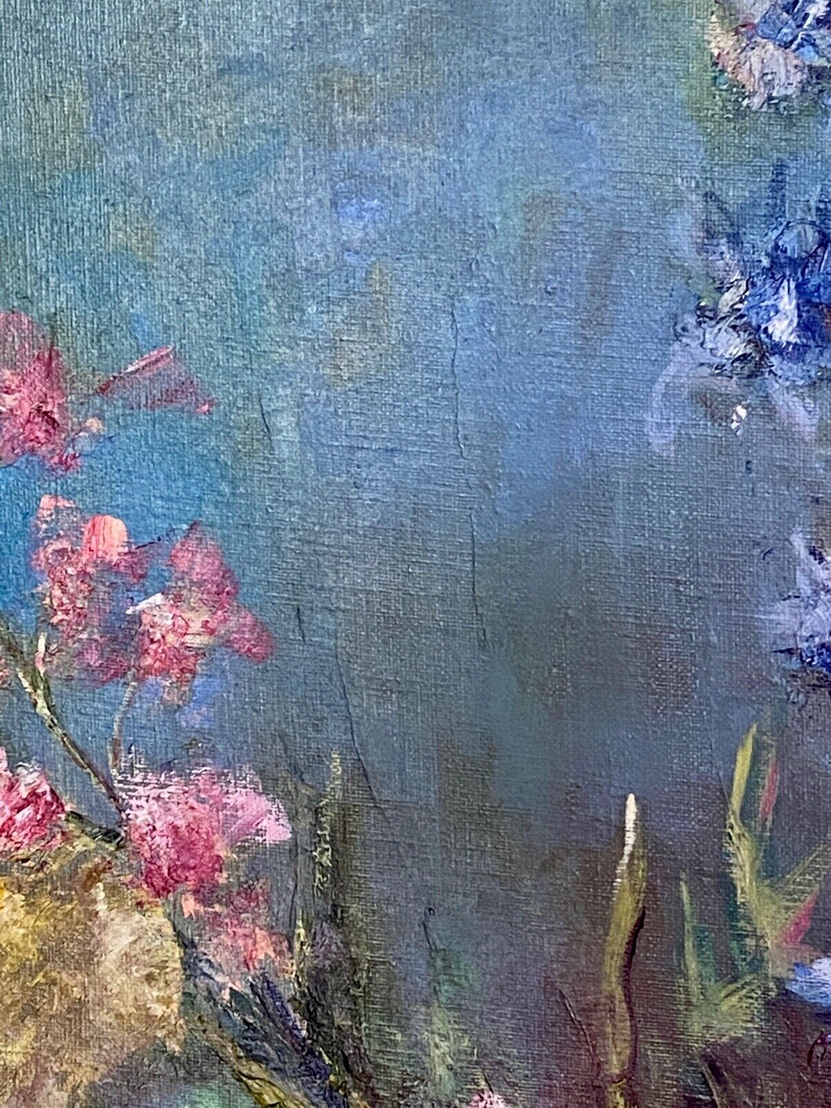 Oil on canvas by the lagnoux bouquet of still life flowers 1960