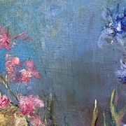Oil on canvas by the lagnoux bouquet of still life flowers 1960