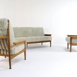 Set van designer bank + 2 fauteuils 'Sliedrecht' - opnieuw bekleed
