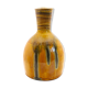 Saffron yellow enamelled earthenware vase with khaki green glazes from Meyssac, Corrèze