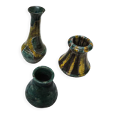 3 anciens vases soliflores en céramique signés