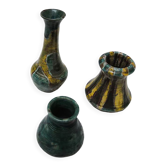 3 old ceramic soliflores vases signed