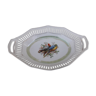 Former open-ended porcelain basket Bavaria Schumann bird motif