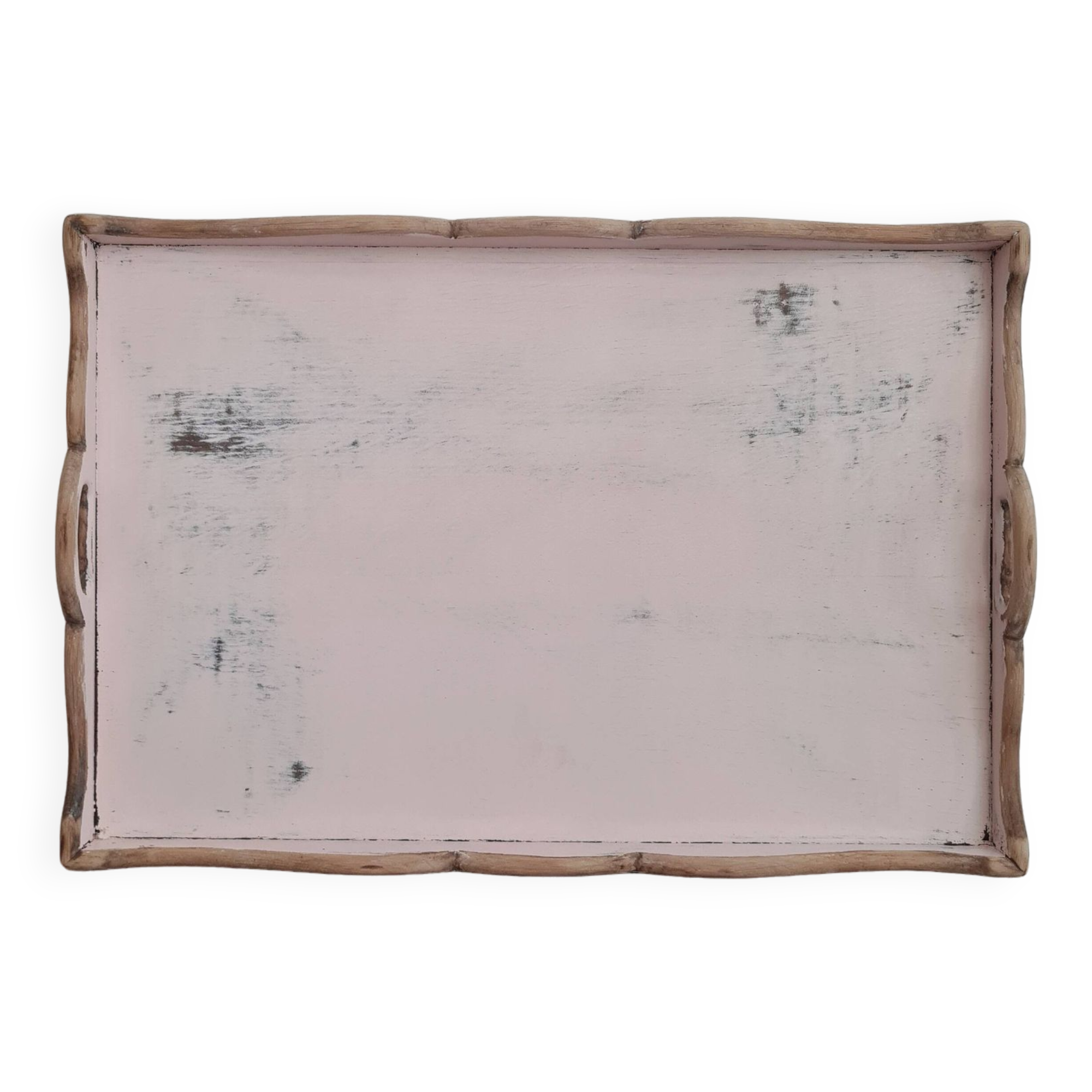 Presentation tray in raw and pink wood