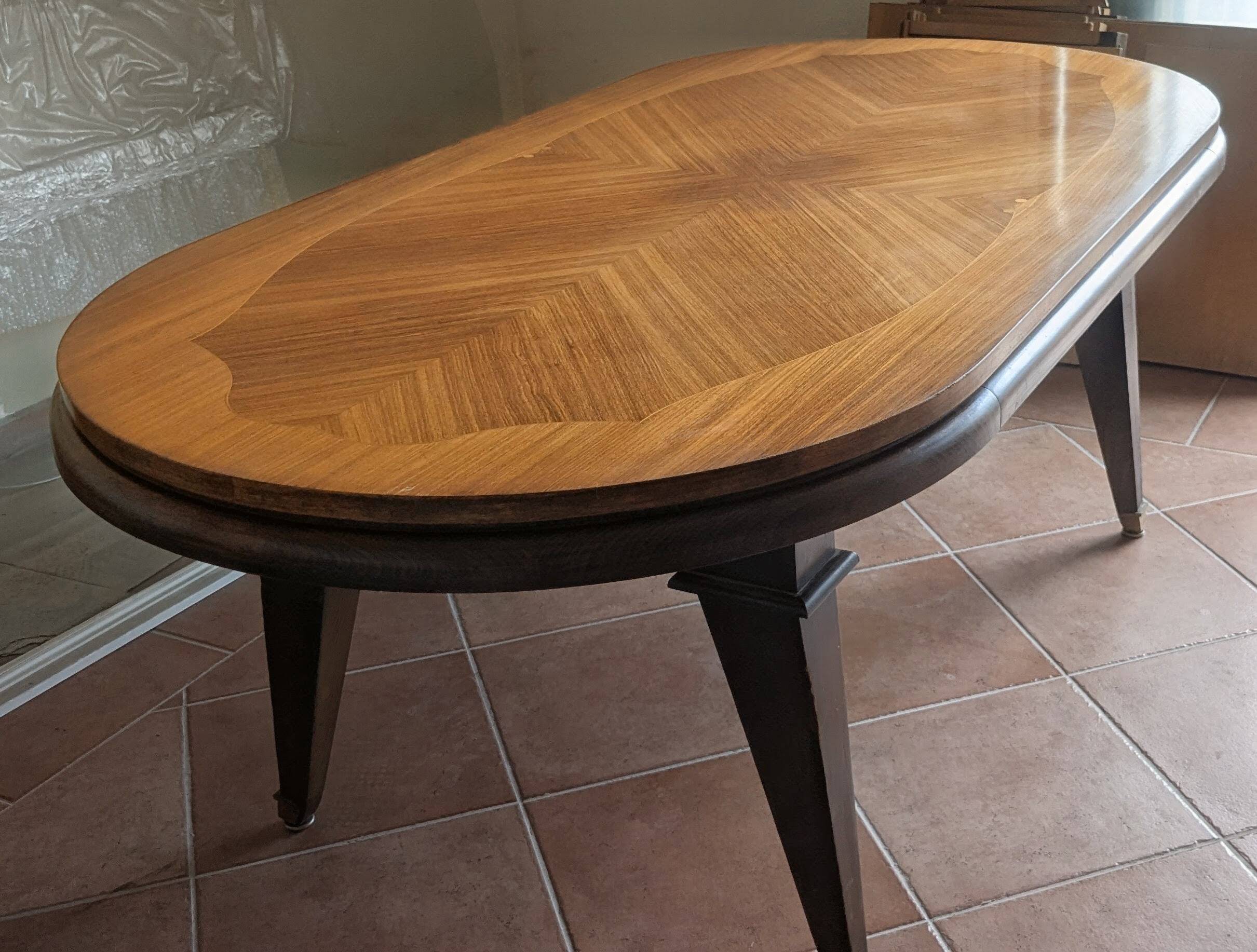 Large Vintage Dining Table 2m. Chevron Inlay
