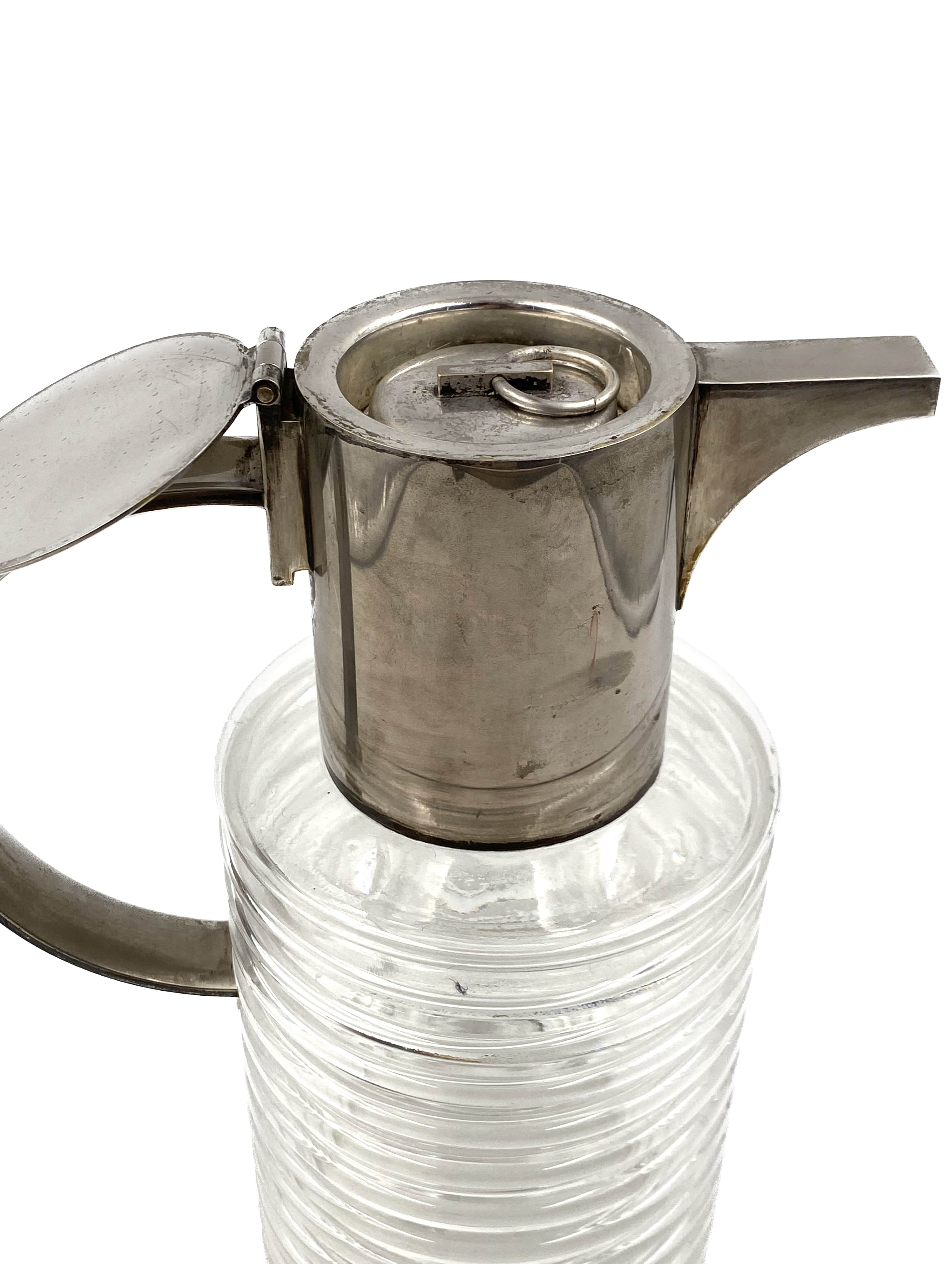 Sergio Asti silverplated and glass jug  Arnolfo di Cambio 1968