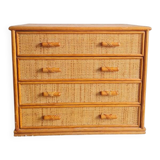 Vintage rattan chest of drawers circa 70s