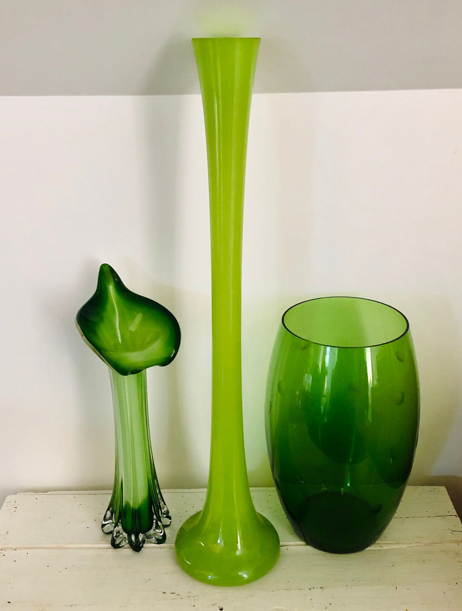 Green blown glass vase