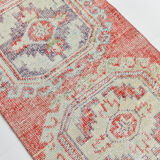 3x9 red & beige vintage runner rug 82x269cm