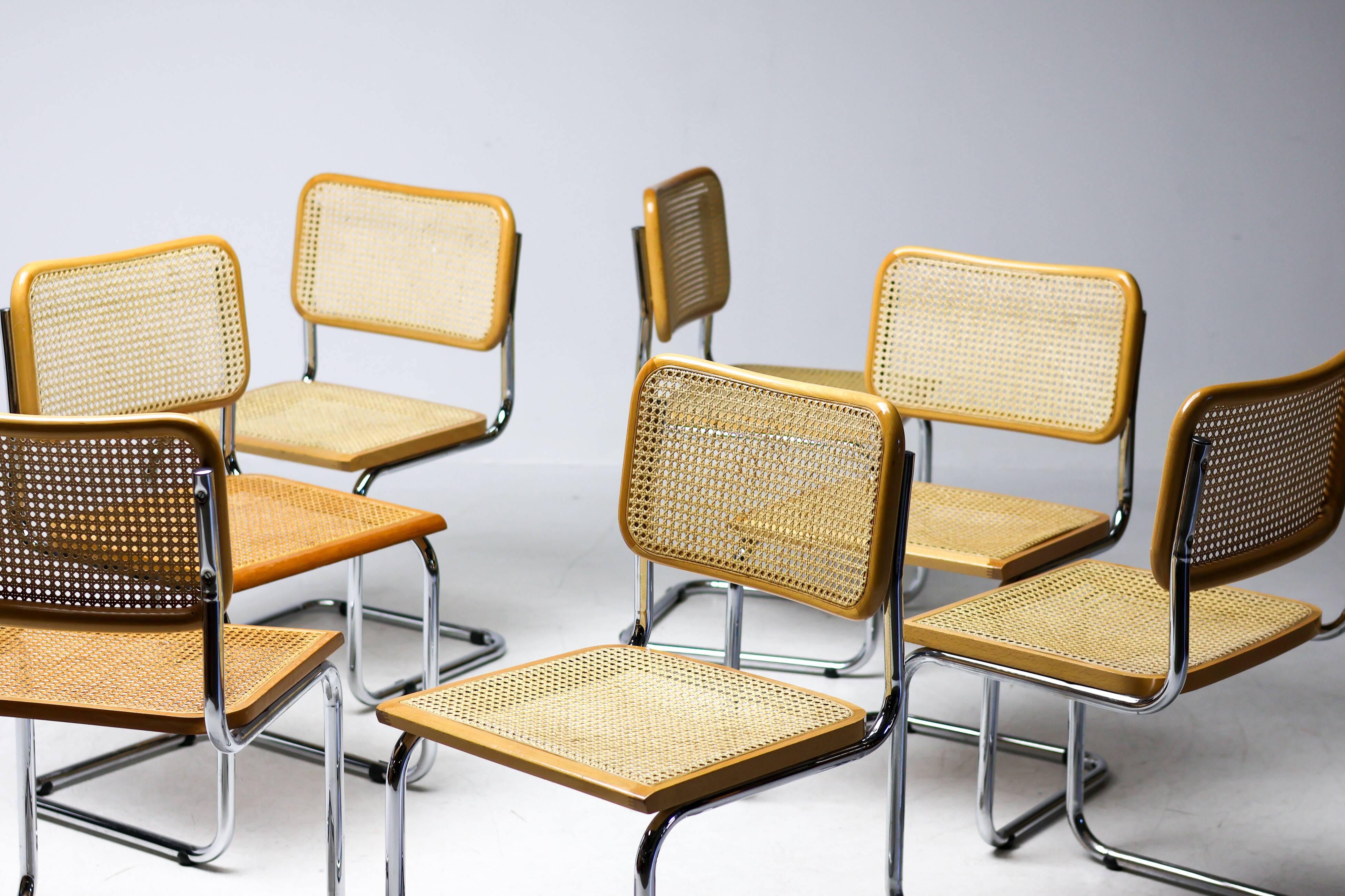 Set of 7 Cesca Chair by Marcel Breuer – a Bauhaus design icon
