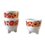 Trio of Arcopal cockroaches colorful flowers 70s