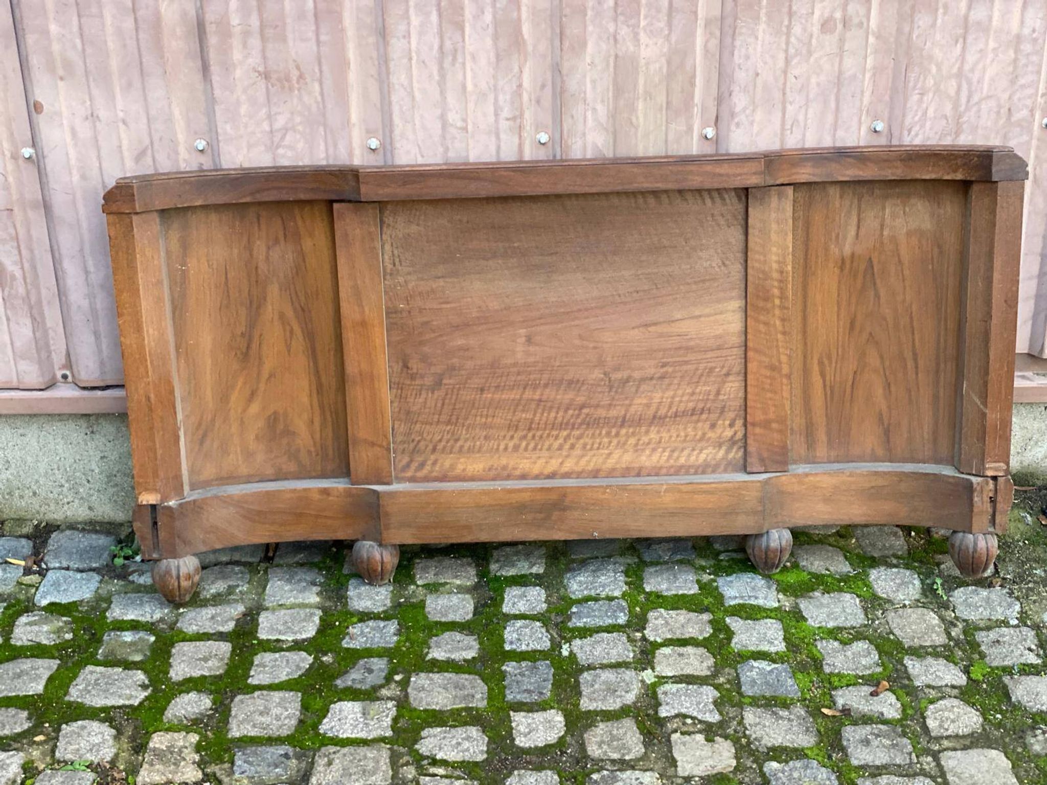 Pied de lit art déco en chêne massif 1960 136cm