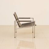 "SZ02" armchair in black/emerald leather by Martin Visser for Spectrum 60's