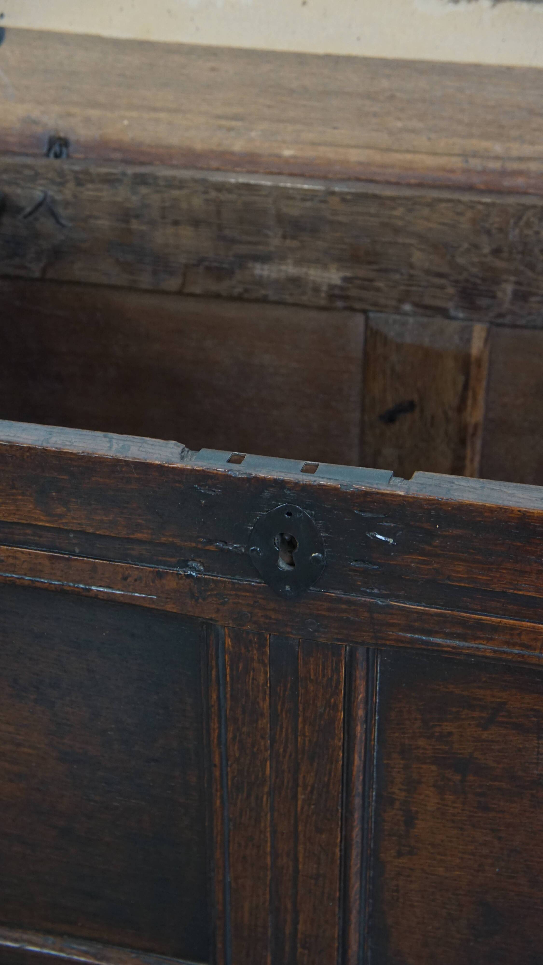 Antique 17th-century English oak chest