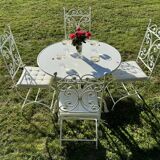 New garden furniture - wrought iron - Arras round table and 4 Lily chairs