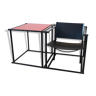 Fm62 chaise longue cubique en cuir et table assortie par radboud van beekum pour pastoe, design néerlandais