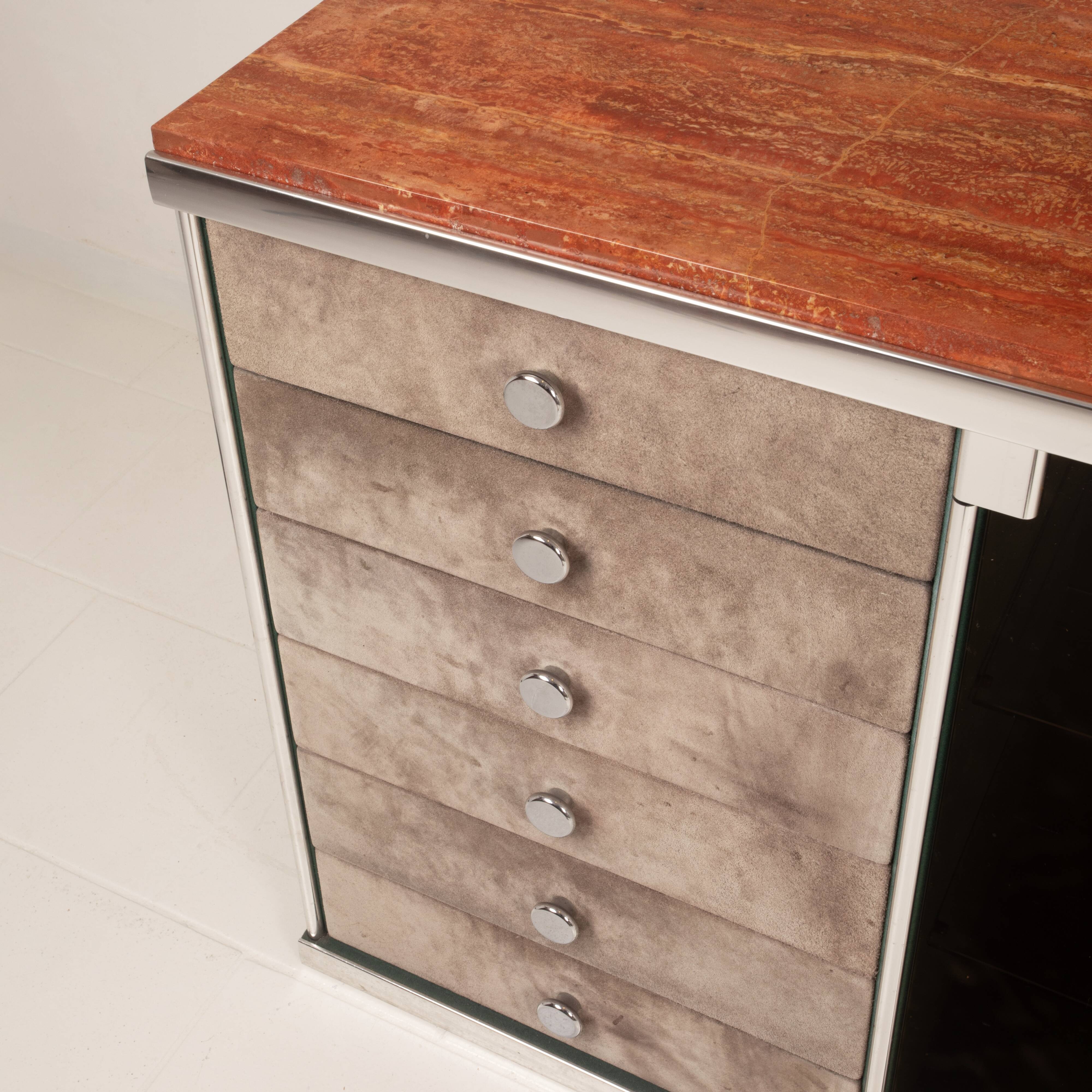 Guido Falsechini Hermes Marble and Leather Sideboard for i4 Mariani 1970