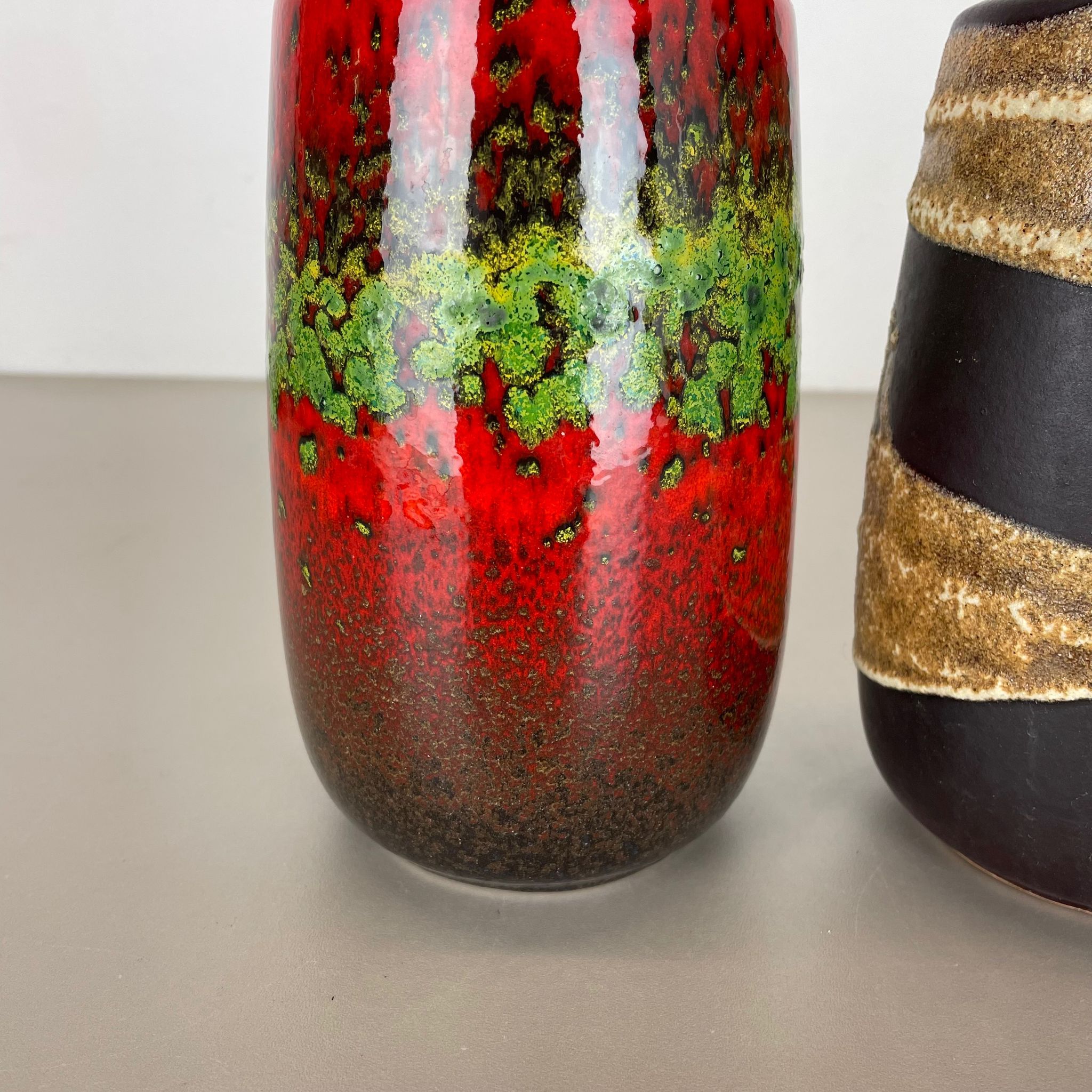 Set of Four Vintage Pottery Fat Lava Vases Made by Scheurich, Germany, 1970s