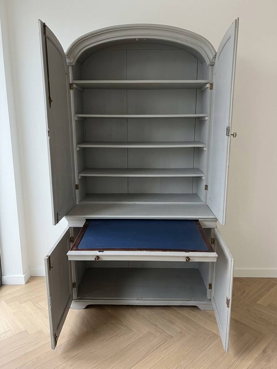 Antique storage furniture repainted grey