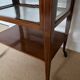 Serving Light mahogany English tea table. Beveled windows. circa 1900. Removable glass top.