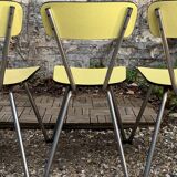 Chaises Formica jaune  pieds compas 1950