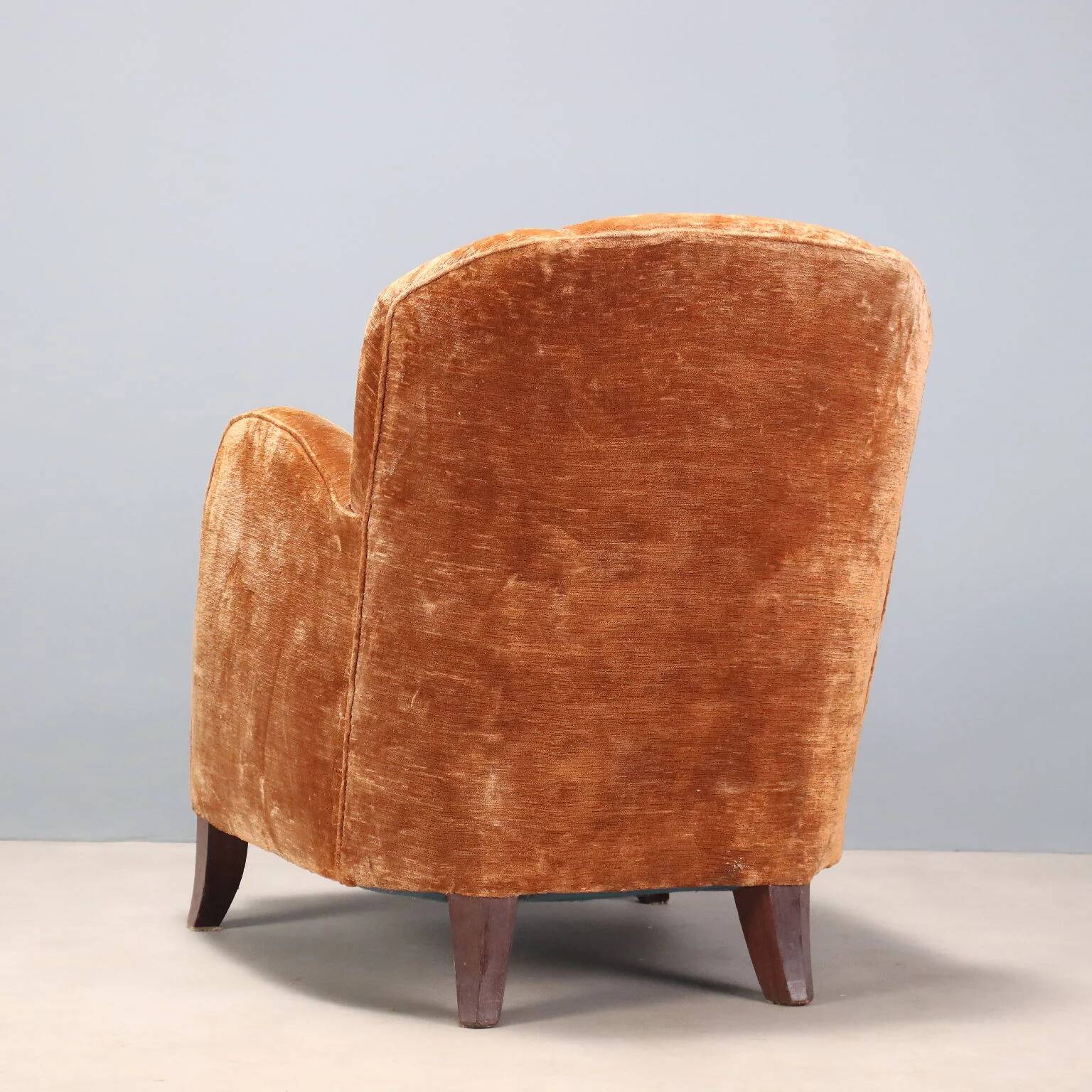 Vintage velvet armchair design Italy 1940s-1950s