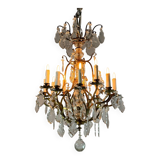 Louis XV style cage chandelier in gilded bronze decorated with tassels circa 1920