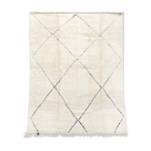 Moroccan Berber carpet beni ouarain ecru with black diamonds engraved 366x271cm