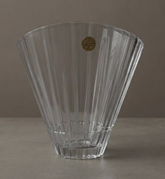 Lead crystal fan vase - Cristal d'Arques, 1980s