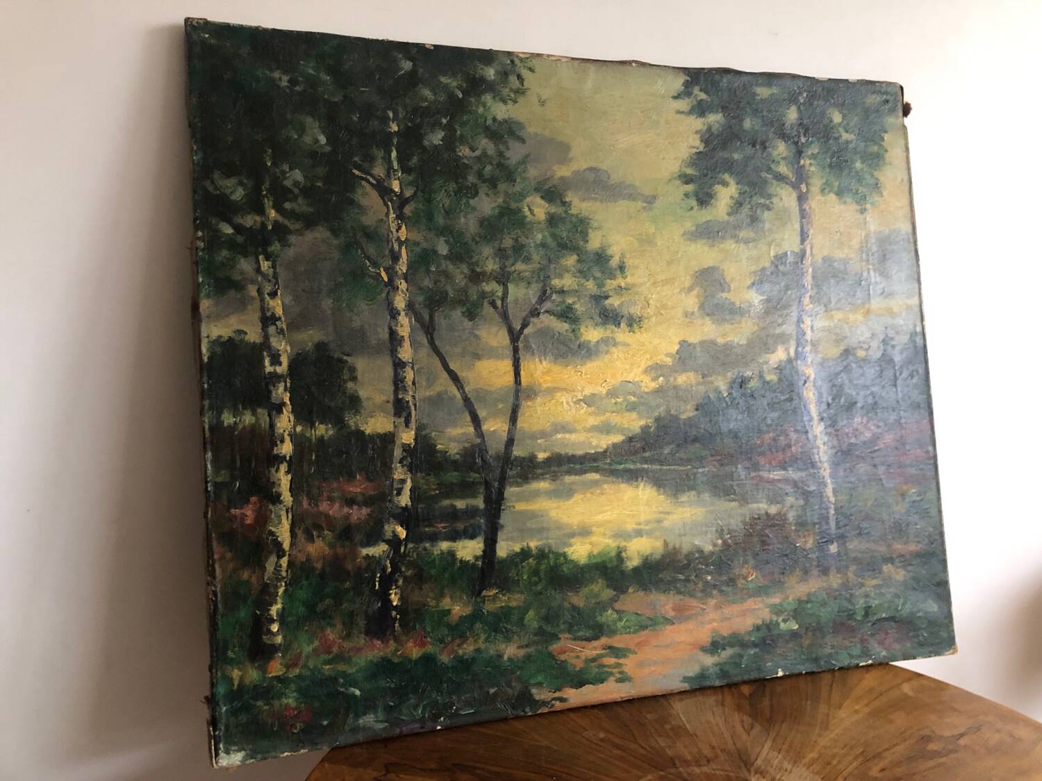Oil on canvas countryside landscape