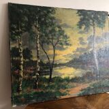 Oil on canvas countryside landscape