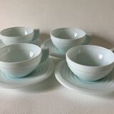 4 mint opaline cups and saucers