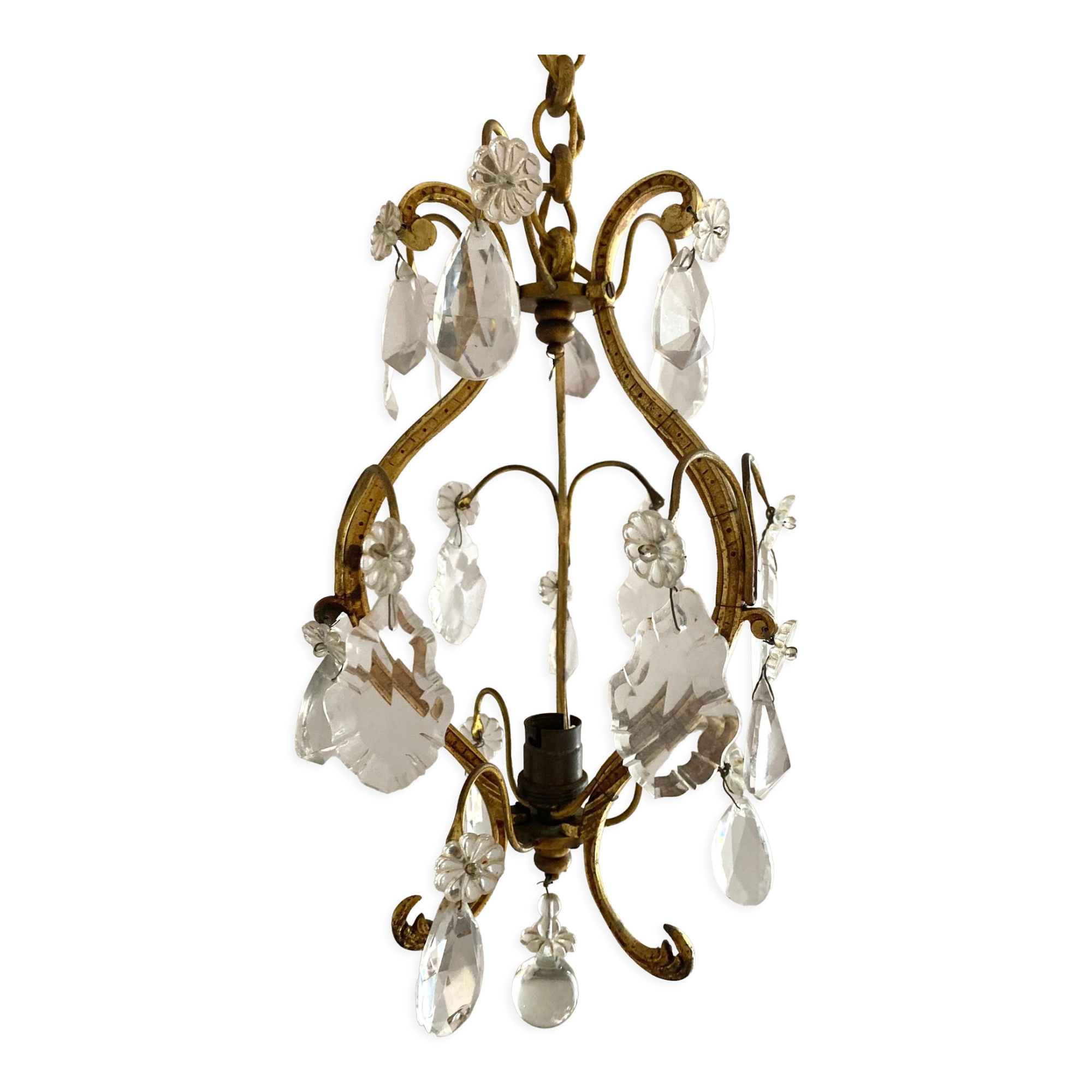 Lustre ancien pampilles en verre de murano