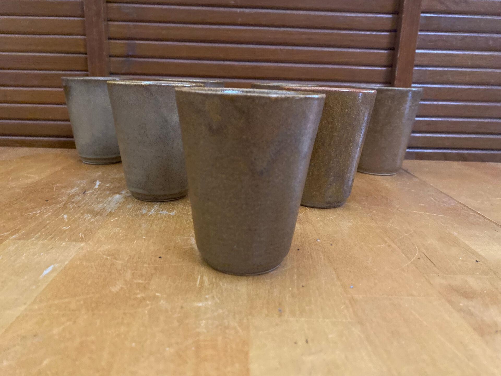 Série De 7 Tasses Gobelets DIGOIN Grès Beige Made In France Vintage #E