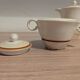 Large Longchamp set in France in earthenware Tea service, serving pieces