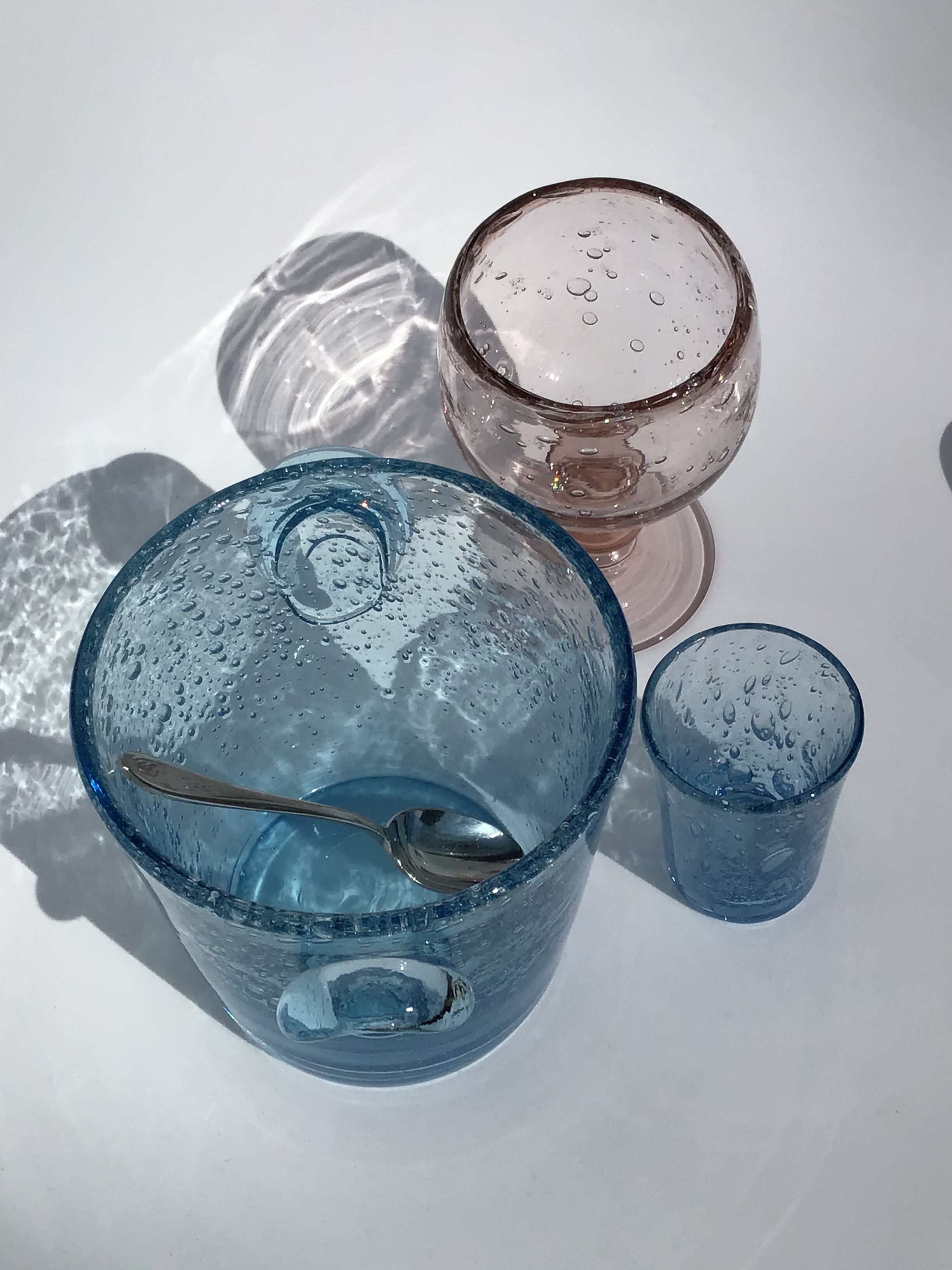 Biot blue bubble glass ice bucket