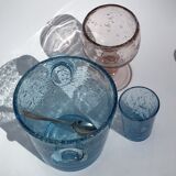 Biot blue bubble glass ice bucket