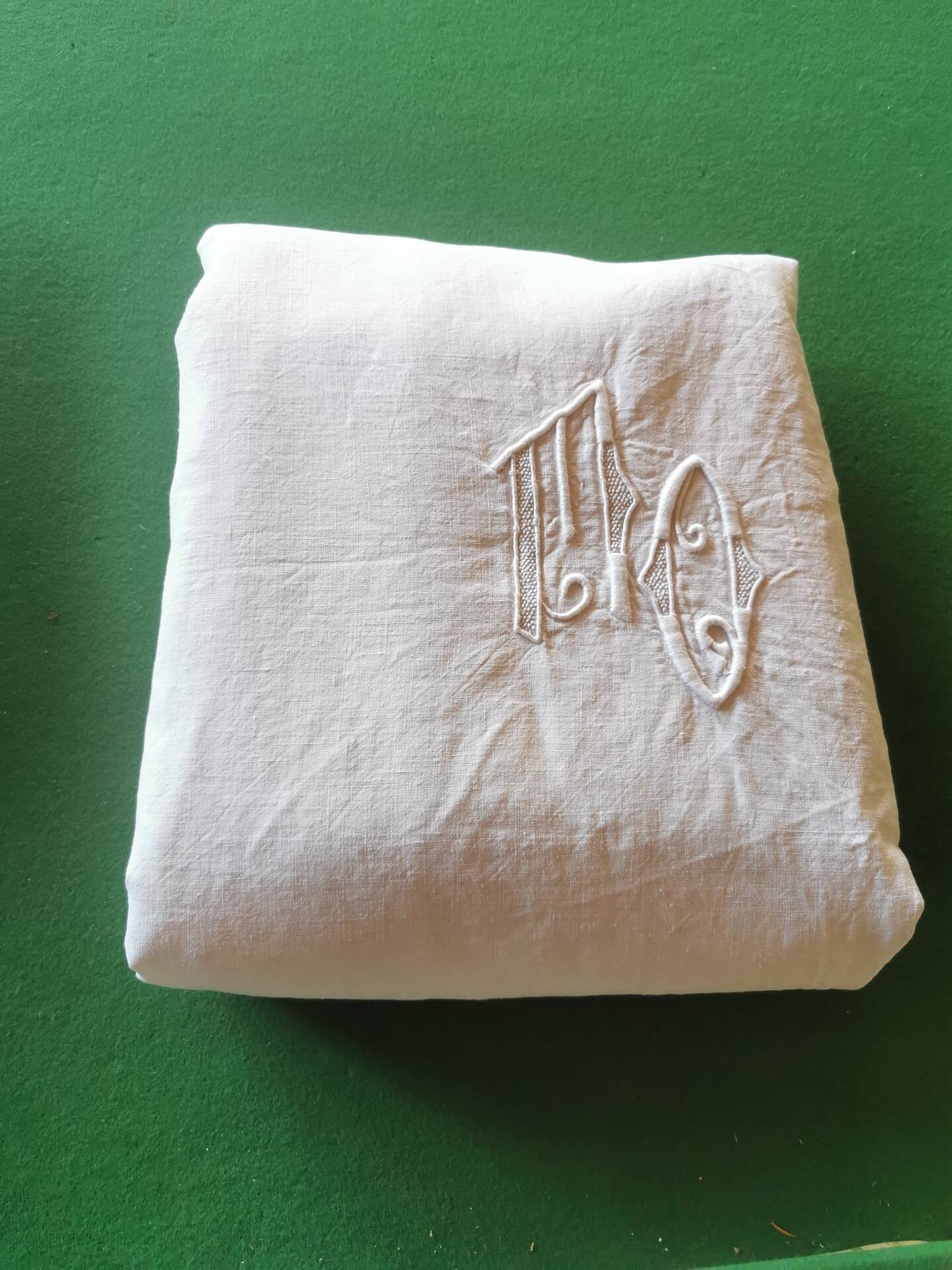 Antique linen drape monogrammed 3.10x2.20 m