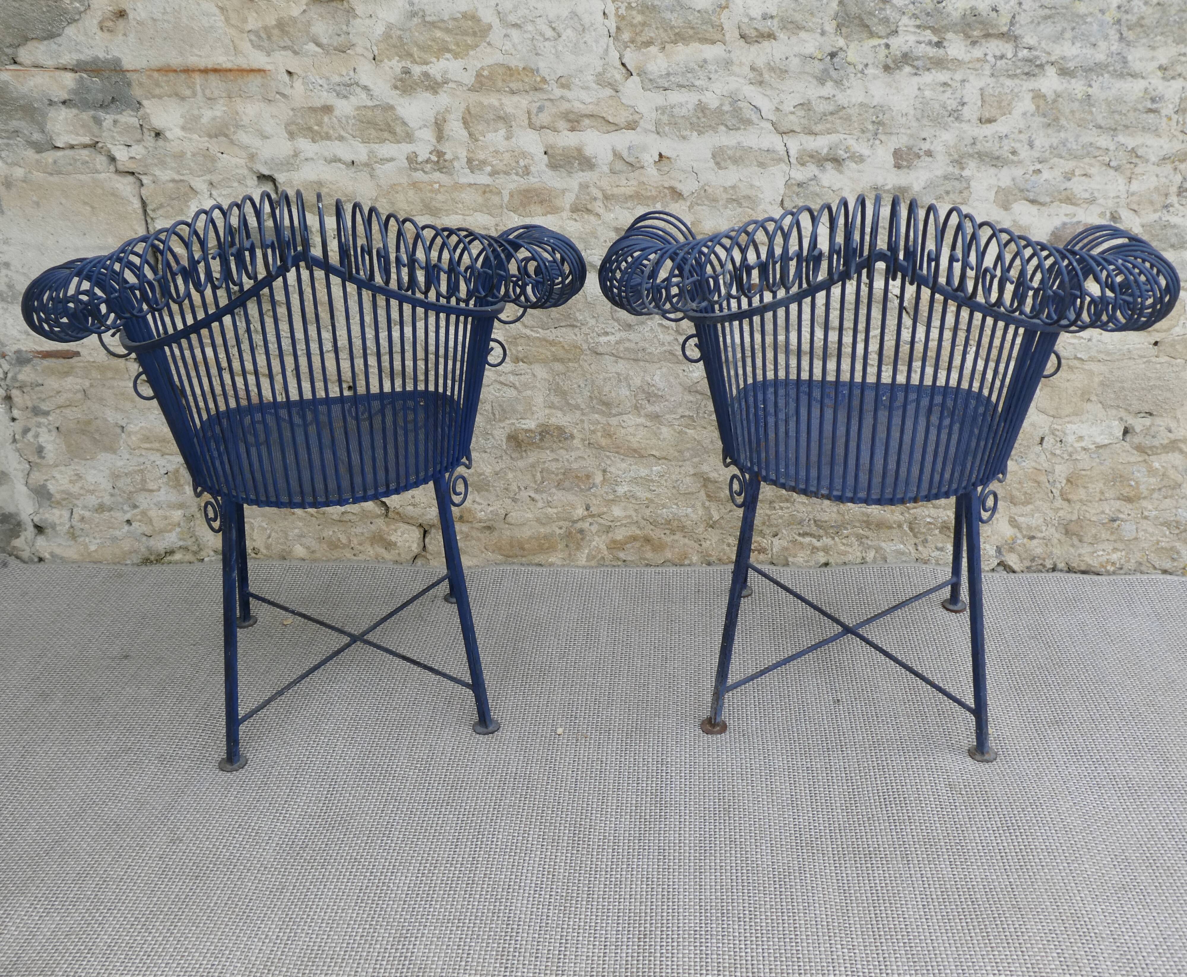 Pair of metal garden chairs